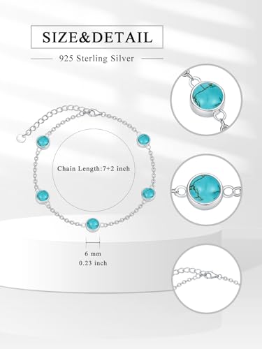 Image of Dorunmo Ankle Bracelet for Women 925 Sterling Silver Natural Stone Bracelet Anklet Summer Beach Jewelry Birthday Gifts for Mom