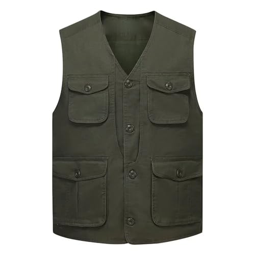 Chaleco de algodón para hombre multiusos con muchos bolsillos para pesca deportiva y camping 5