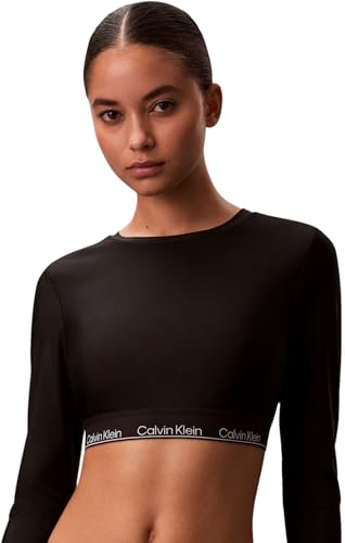Calvin Klein Damen Rashgaurd LV00Q61128 Schwimm- Top, Schwarz (Schwarz), XS