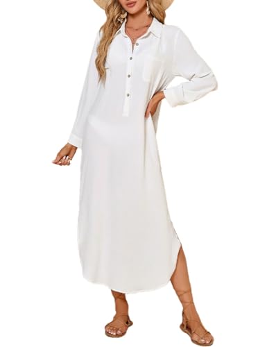 Bsubseach Long Beach Cover Ups for Women Button Down Bathing Suit Coverup Vacation Outfits
