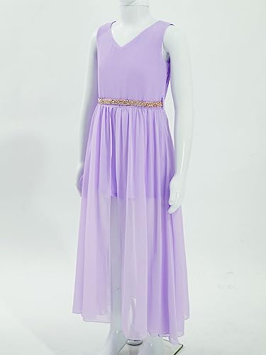 Hansber Girls Bridesmaid Wedding Birthday Maxi Dress Solid Sleeveless Romper School Prom Dress Dancewear4