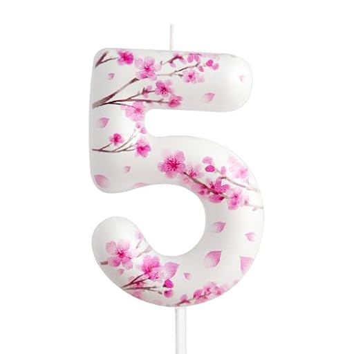 Vela de cumpleaños número 5, vela de cerezo en flor de cerezo, decoración para tartas de cumpleaños, suministros para fiesta de cumpleaños, decoración de pastel con temática de Sakura, decoración para | Ya disponible en tu tienda friki favorita! En mundofriki.es!
