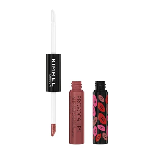 Rimmel London Provocalips 16hr Kiss-Proof Lip Color - Two-Step Liquid Lipstick to Lock in Color and Shine - 215 Summer Lovin, .14 fl.oz.