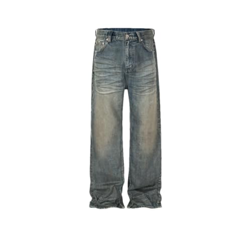 Men and Women Washed Dirty Baggy Jeans Straight Vintage Harajuku Streetwear Denim Trousers