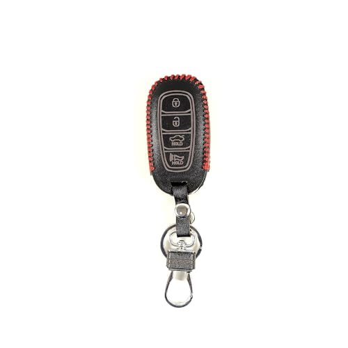 Image of Leather Smart Car Key Cover Case for Cars Smart Key for Verna 2020(Black)