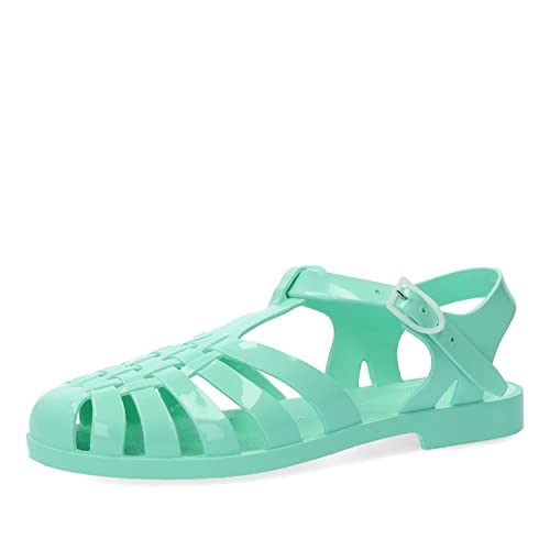 Andrés Machado - Cangrejeras de Mujer - Elaboradas En PVC Resistente - Cierre con Hebilla - para la Playa y el Río - Sandalias de Verano para Mujer - Color Menta - Talla 36 EU