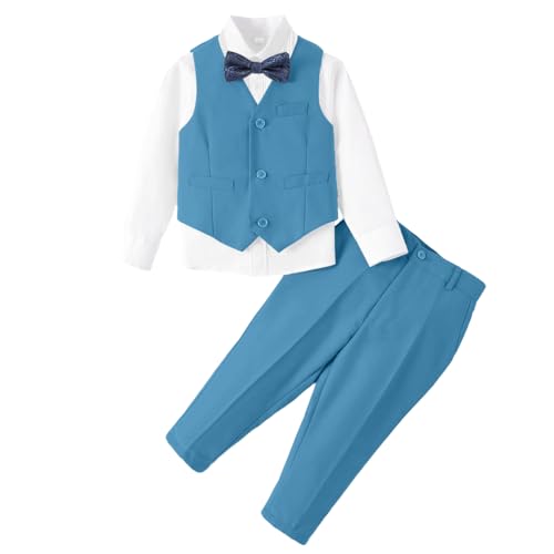 Image of Baby Boys Clothes Suits Toddler Formal Gentleman Wedding Outfit Dress 4Pcs Infant Suit Sets