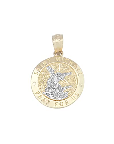 10K Yellow Gold Saint Michael The Archangel Pendant Charm St. Michael Medal Small