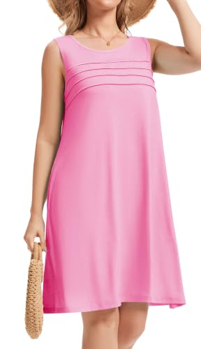 Image of CHICGAL Womens Summer Dresses Casual Loose Pleated Front Tshirt Sleeveless Tank Sundresses with Pockets 2026