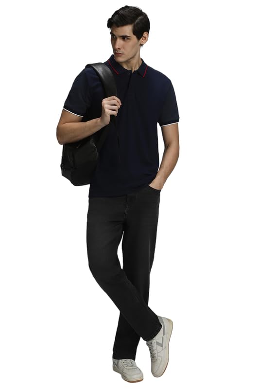 Image of Dennis Lingo Men's Slim fit Solid Black Polo T-Shirt