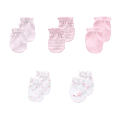 Image of JELYLOVE 5 Pack Unisex New Born Boy Girls No Scratch Mittens Cotton Soft Baby Gloves Accessory 0-3 Months Infant Essentials