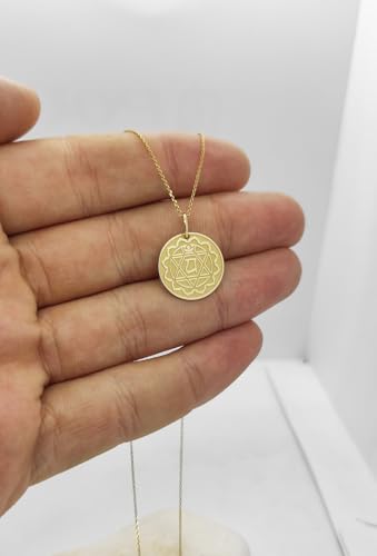 Collier chakra du cœur en argent plaqué or et chaîne 45 cm - 3