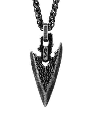 HAQUIL Viking Necklace for Men, Antique Viking Arrowhead Talisman Pendant Necklace, Wheat Chain, Viking Jewelry Gift
