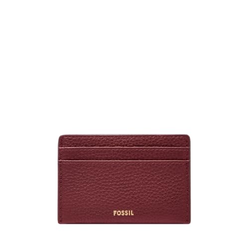 Image of Fossil Women's Logan RFID-Blocking Leather Zip Around Card Case Wallet with Keychain