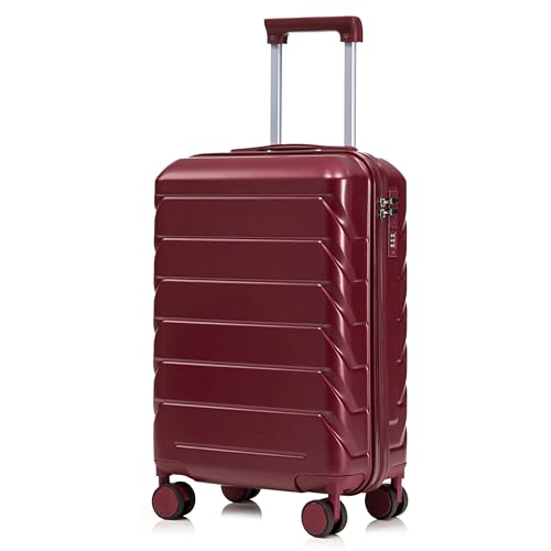 Image of 20 Inch ABS Hard Shell Travel Checked Luggage With Combination Lock, Red