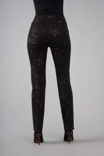 Women's 4 Way Stretch Pull-On Pants in Black and Gold Galaxy Print Size 64