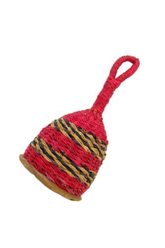 Africa Heartwood Project Single Seed Woven Caxixi - 5" African Basket Shaker with Gourd Base, Colors Will Vary - Handcrafted African Musical Instrument