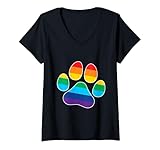 Photo Gallery donna arcobaleno stripes cat dog paw print pet lover maglietta con collo a v Photo Gallery donna arcobaleno stripes cat dog paw print pet lover maglietta con collo a v