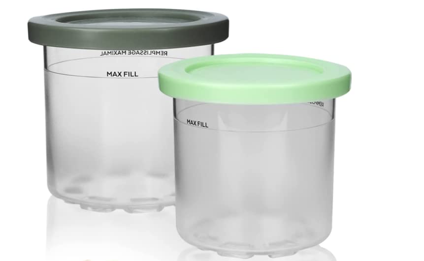 For Ninja Creami Pints and Lids - 4 Pack, Compatible with Ninja NC301, NC300, NC299AMZ Series Ice Cream Makers, 16 OZ for Ninja Creami Containers Dishwasher Safe (Blue Green Pink Yellow)