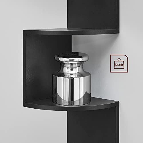 Image of VASAGLE CUSTOS Collection - Corner Shelf Wall Mount, 5-Tier Floating Corner Bookshelf, Plant Shelf for Bedroom, Living Room, Bathroom, Home Office, Black ULBC072B01