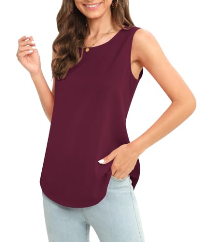 Image of Women's Sleeveless Chiffon Tank Top Business Casual Blouse Tunic Top
