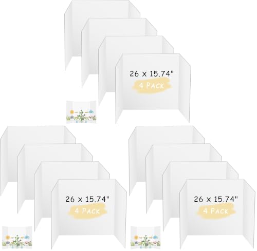 Image of HAUTOCO 4 Pcs Medium Trifold Poster Board 26 x 15.74 inches Tri Fold Presentation Boards White Corrugated Project Boards for Science Fair, School Project, Event Displays, Business (Pack of 3)