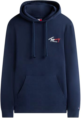 Tommy Jeans Herren Hoodie Entry Sign mit Bauchtasche, Blau (Dark Night Navy), XS – Ansicht 6