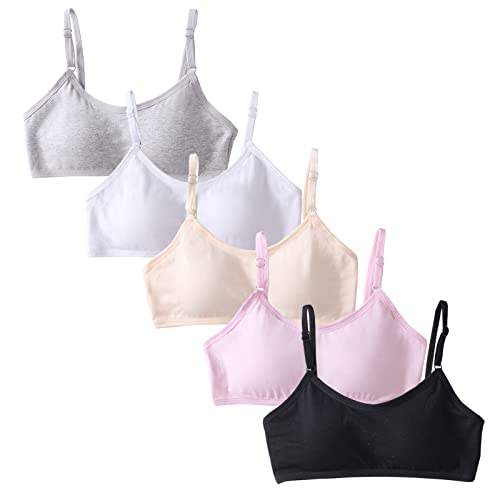4-6 Pack Girls Padded Training Bras,Girls Thin Cotton Breathable Sports Bra Fit for 12-16 Years Teen …