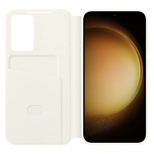 Image of SAMSUNG Galaxy S23+ S-View Wallet Phone Case, Protective Cover w /Card Holder Slot, Finger Tap Clear Window, US Version, EF-ZS916CUEGUS, Cream