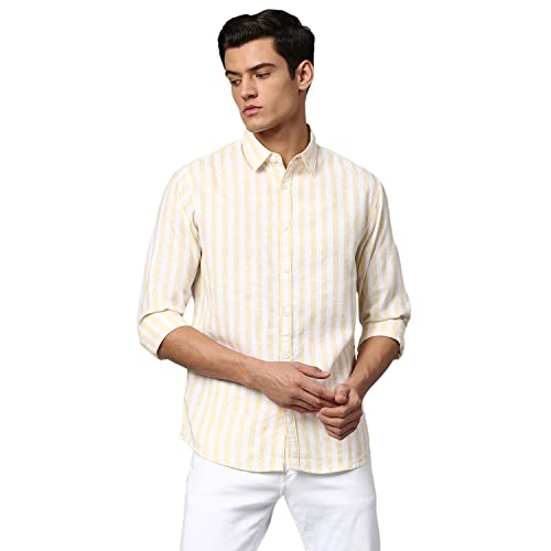Image of Dennis Lingo Men's Striped Slim Fit Casual Shirt for Men with Spread Collar