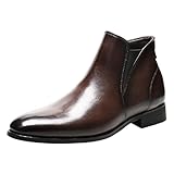 MANLADUO Bottines Chelsea pour homme en cuir style britannique décontracté bottes courtes vintage, bordeaux, 42.5 EU