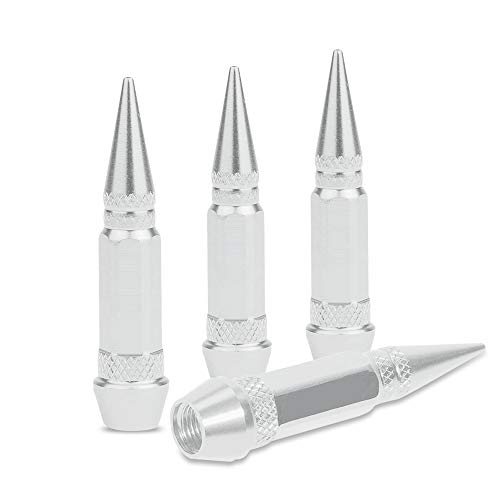 Image of 9 /16-18 Wheel Spike Lug Nuts, Set of 20 Chrome Lug Nut, Cone /Conical Bulge Seat,Closed End Nuts Extended Spike Tuner Wheel Rim Lug Nuts Tire Screw Refit with 4pcs Aluminum Tires Valve Stem Cover Caps