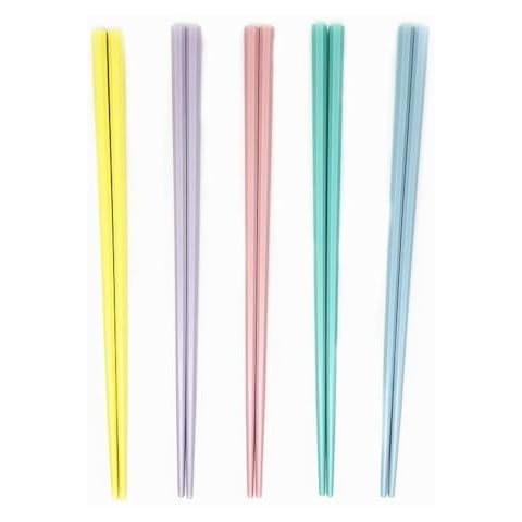 5 Pairs Fiberglass Reusable Chopsticks, Non-Slip, 5 Pairs Set (Rainbow) Cover