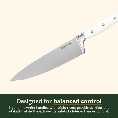 Cuisinart 15-Piece Knife Set with Block, High Carbon Stainless Steel, Forged Triple Rivet, White, C77WTR-15P - Image 3