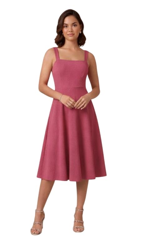Bonkers Corner Women Valentino Style Sleeveless Midi Dress for Women | Elegant Casual Dress | Solid Color Knee Length Fashion Dress for Women in neutral