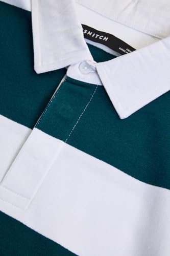 Image of SNITCH Men's Polo T-Shirt | Slim Fit Striped Pattern with Long Sleeves Breathable Cotton Fabric for Ultimate Comfort & All Day Casual Wear