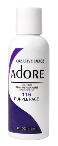 Adore Semi Permanent Hair Color (116 Purple Rage) | Vegan & Cruelty-Free Purple Hair Dye | No Ammonia, No Peroxide, No Alcohol | 4 Fl Oz