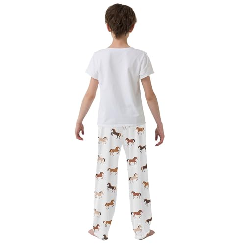 ZZXXB Horse Boys Long Pants Soft Trousers Elastic Waist Kids Lounge Bottoms with Pockets S-XL3