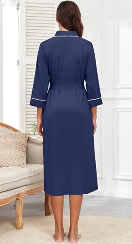 Image of PrinStory Womens Robe Long Knit Bathrobe Lightweight Soft Robes Ladies Bath Robe