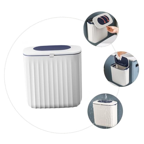 Caneca de basura plástica colgante con tapa azul miniatura 7