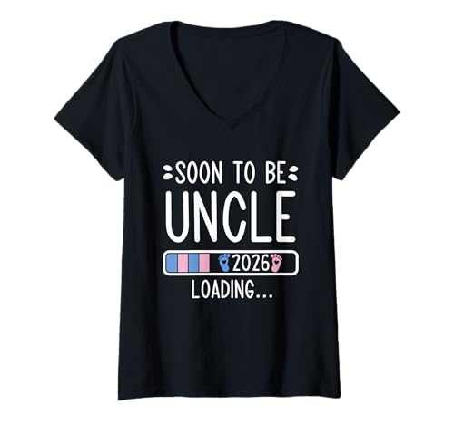 Mujer Soon to Be Uncle 2026 Cargando Anuncio de Embarazo 2026 Camiseta Cuello V