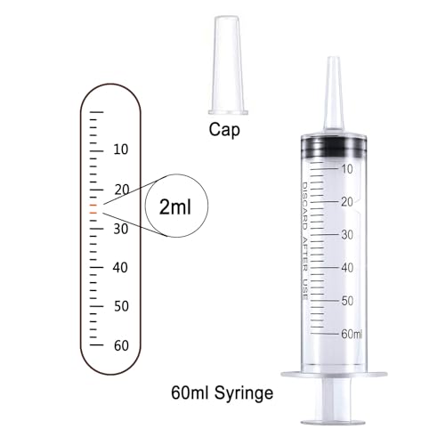 4 pack 60 ml syringe for liquid without needlesyringe with capindividually wrappedfor scientific labsmeasurementdispensingoil or glue applicato