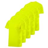 JORESTECH Safety High Visibility Yellow Short Sleeve Work T Shirt with Chest Pocket, Moisture Wicking Fabric