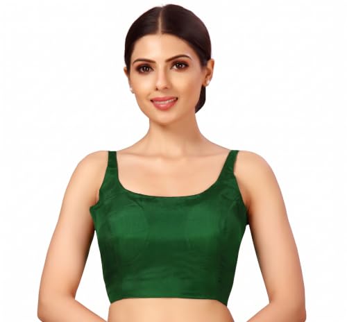 Image of Studio Shringaar Women's Polyester Sleeveless Satin Padded Saree Blouse