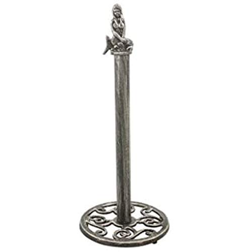 Antique Silver Cast Iron Mermaid Extra Toilet Paper Stand 16