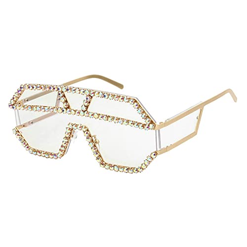 COTIA Oversized Vintage One-piece Rhinestone Big Frame Punk Shades Women Diamond Stoned Rim Luxury Flat Top Goggle Sunglasses2