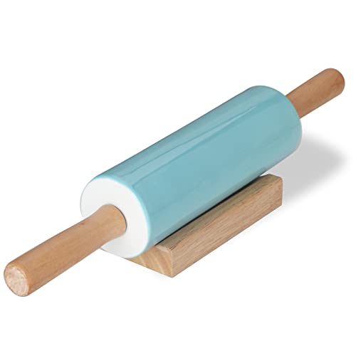 Ceramic-Rolling-Pin16-inch-with-Wooden-Handle-and-Stand-Rolling-Pin-for-Baking-Pastry-Pizza-Dough-Cookie-Pie-Crust-Pasta-Bakery-Non-Stick-Surface-Easy-to-Clean-Turquoise Ceramic Rolling Pin16 inch with Wooden Handle and Stand Rolling Pin for Baking Pastry Pizza Dough Cookie Pie Crust Pasta Bakery Non Stick Surface Easy to Clean Turquoise