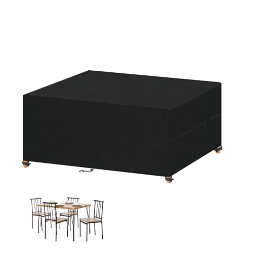 VANSHEIM Abdeckung für Gartenmöbel Wasserdichte Schutzhülle Gartenmöbel Abdeckplane für Gartentische Terrassenmöbel, Regenschutz und Staubfest, 420D Oxford Gewebe Gartenmöbel Abdeckung 120x90x75cm