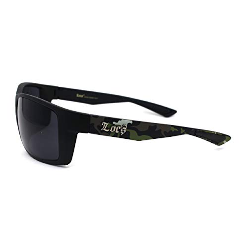 Locs Camouflage Gangster Hardcore Warp Biker Style Plastic Sunglasses Matte Black3