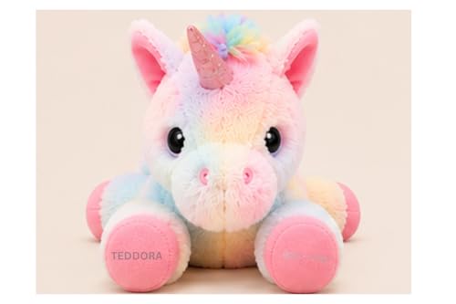 Image of Giant Rainbow with Glitter Eyes Unicorn Soft Toy for Girls Boys Kids,Multicolor,Unicorn Animal Plush Stuffed Baby Teddy Gift Birthday, 55 cm